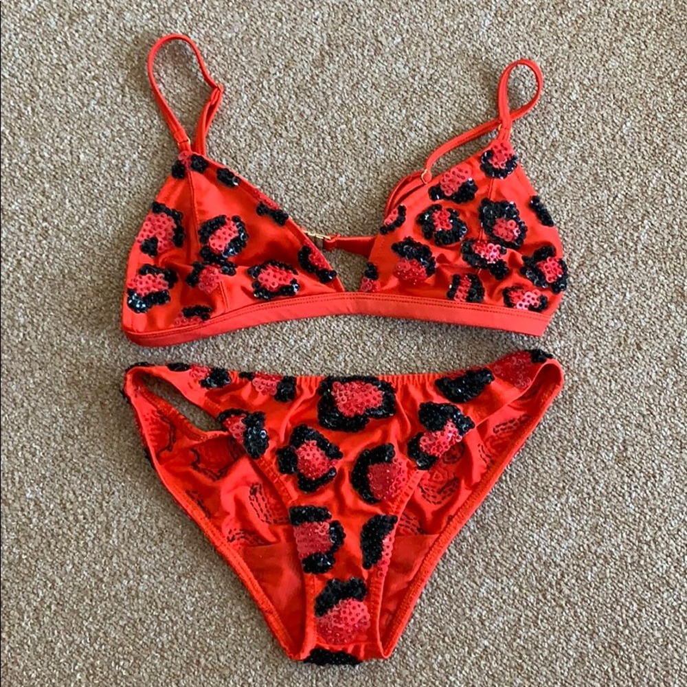 Discount Universe/Seaqueen Swim Red Leopard bikini